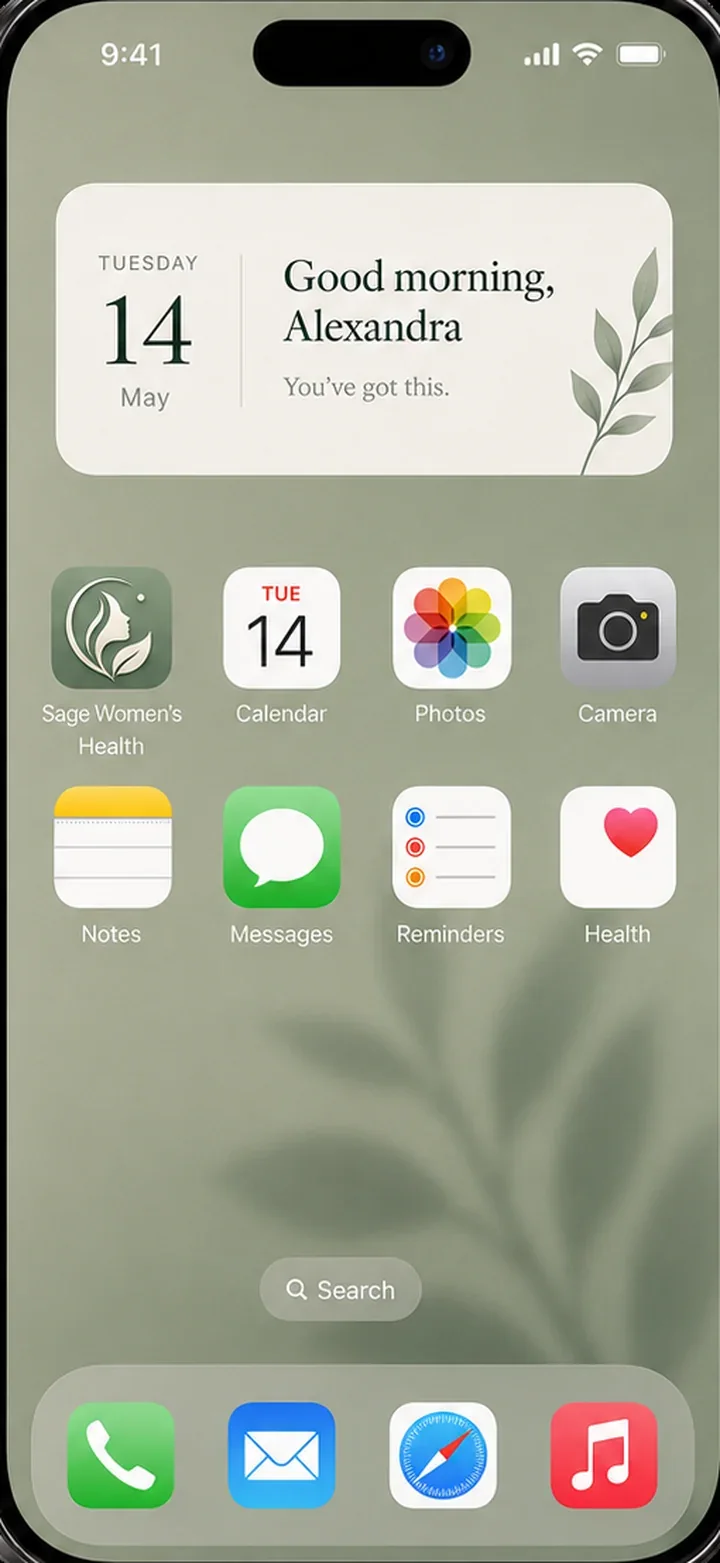 A clinic’s branded Aminova app on an iPhone home screen alongside other apps