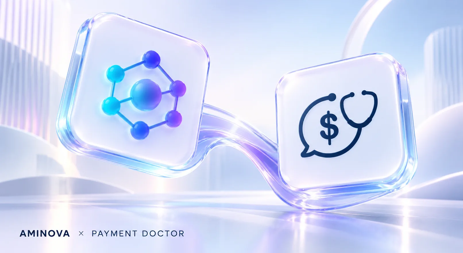 The Aminova and Payment Doctor marks linked across a glass ribbon