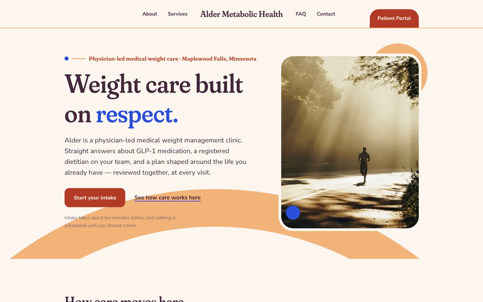 The Luma template: the home page of Alder Metabolic Health, a fictional demonstration clinic.