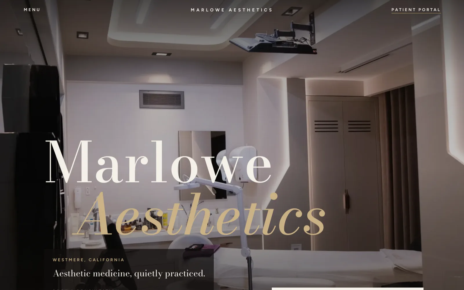 The Atelier template: the home page of Marlowe Aesthetics, a fictional demonstration clinic.